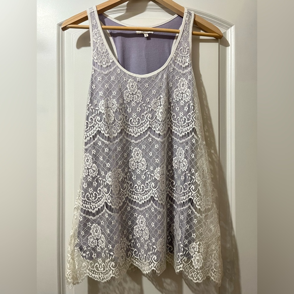 Maurice’s Razorback dressy tank with floral mesh detail